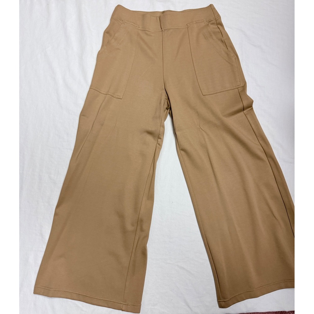 Max Studio London Womens Camel Tan Wide Leg Patch Pocket Knit Pants XS 3710B04